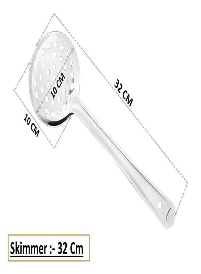 Kanshita's Rasoiware ملعقة قلي عميقة من كانشيتا راسويواري - ملعقة ستانلس ستيل 32 سم للبوري والباكورا - Image 2